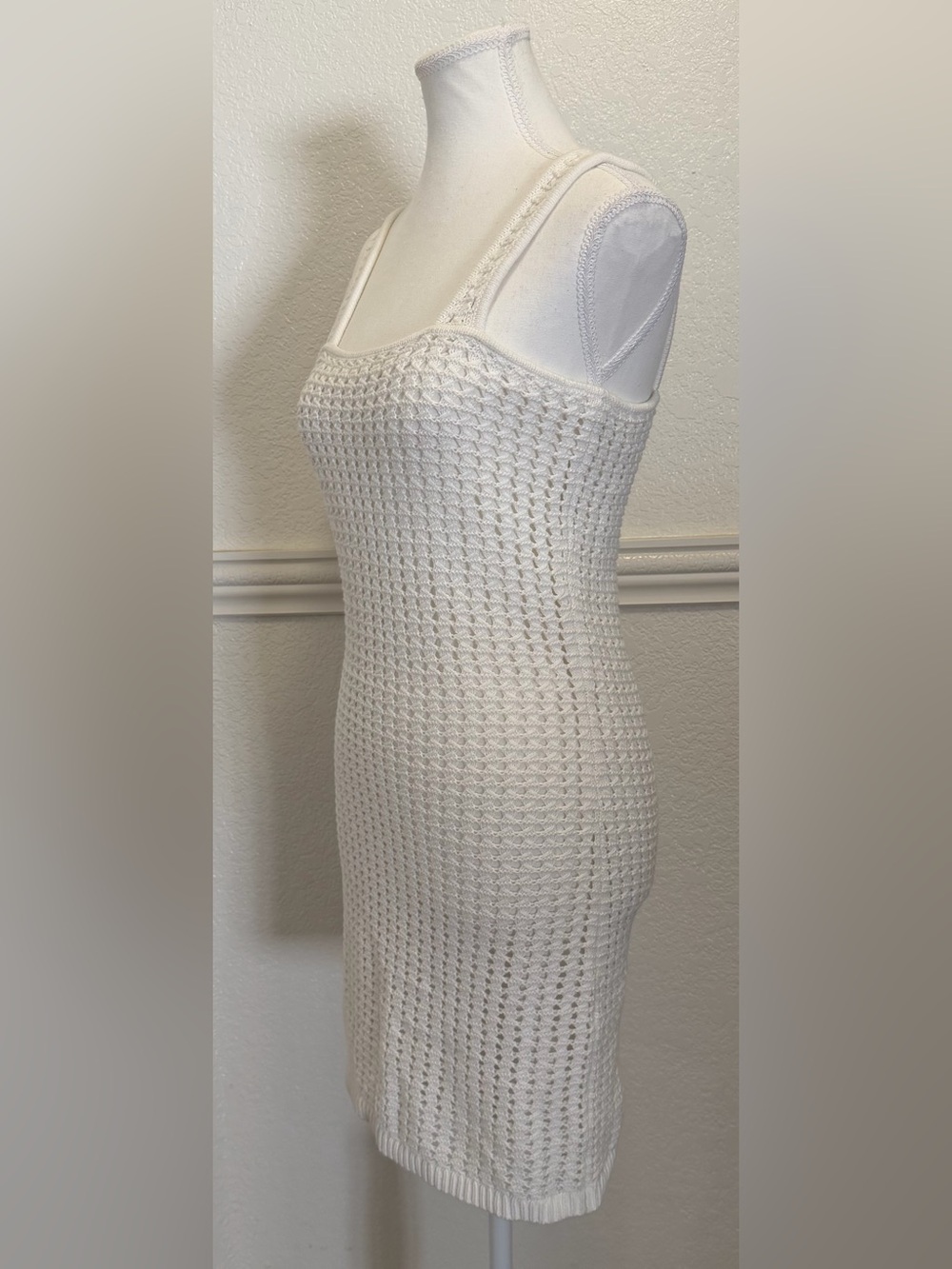GAP Crochet Knit Mini Dress – Boho Beach Cover-Up | Off-White/Ivory - Picture 8 of 9
